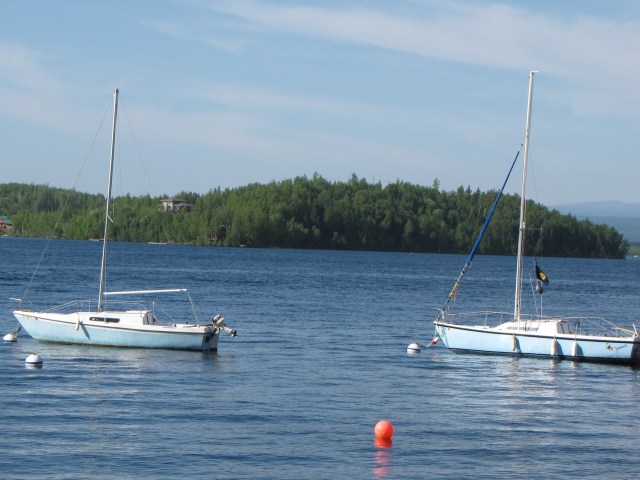 Sailboats moored at the Big Lake Yacht Club